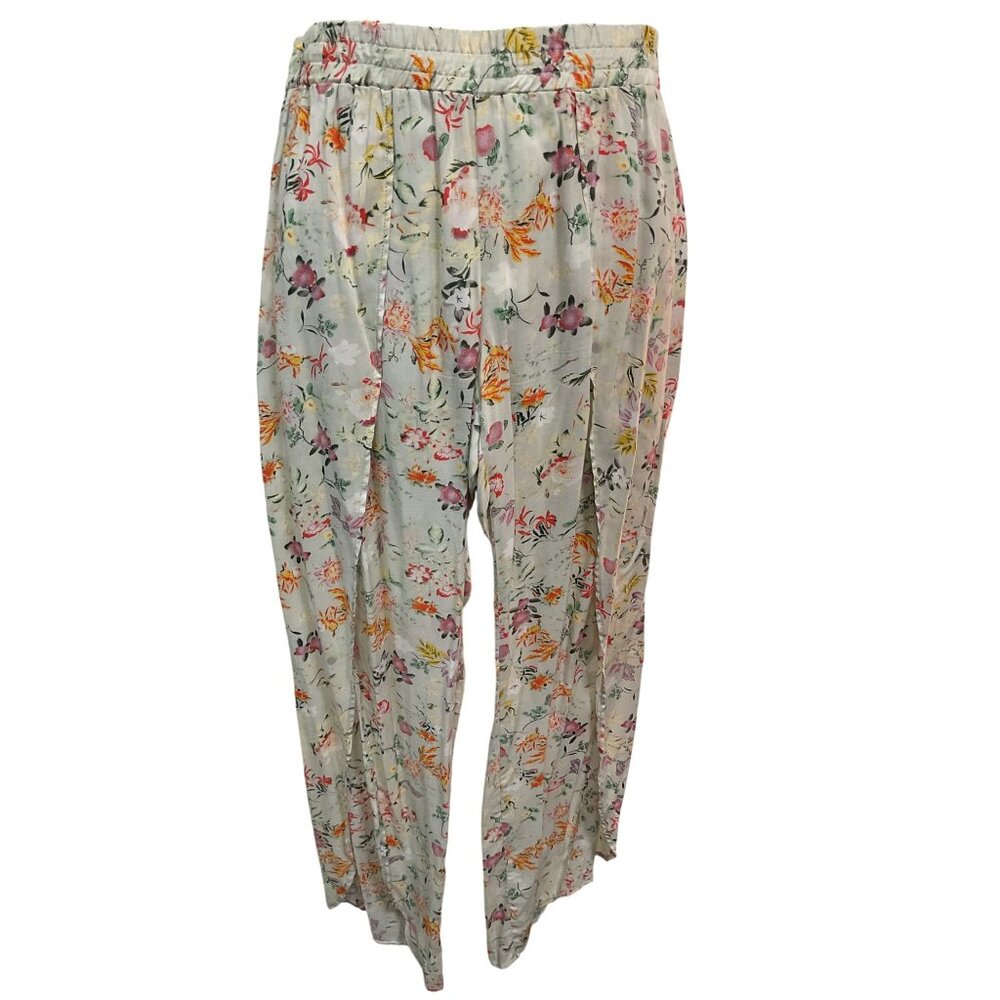 Womens Floral Lounge Pajama Pants Small 100% Rayon - Picture 2 of 6